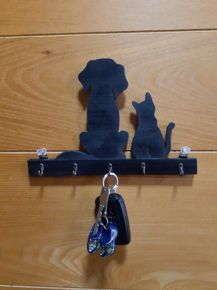 Cat & Dog Wall Mounted Key Hook (Woodwork Art), Handmade items, interior, miscellaneous goods, others