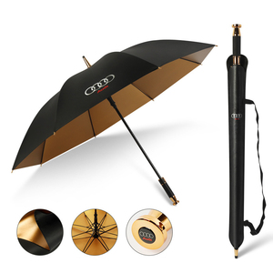 125cm long umbrella automatic open feeling of luxury Audi print Logo Gold rubber coating . rain combined use storage bag attaching car umbrella Golf umbrella 