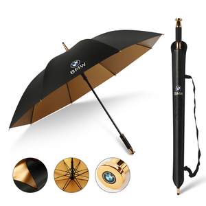 125cm 長傘 自動オープン 高級感 BMW プリントロゴ ゴールドゴムコーティング 晴雨兼用 収納バッグ付 車用傘 ゴルフ傘