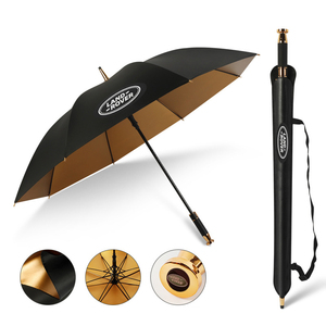 125cm 長傘 自動オープン 高級感 ランドローバー プリントロゴ ゴールドゴムコーティング 晴雨兼用 収納バッグ付 車用傘 ゴルフ傘