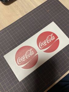 Coca-Cola コカ・コーラ　カッティングステッカー　２枚セット　送料一律84円　当時　旧車　昭和　ヤンキー　丸型