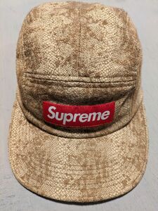 最終★SUPREME シュプリーム 14AW Jacquard Snake Camp Cap キャンプキャップ ベージュ TAN 