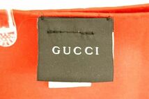 1円 GUCCI グッチ シルク100% フラワー 花柄 昆虫柄 スカーフ ストール ショール レディース レッド系×マルチカラー AT4252_画像4