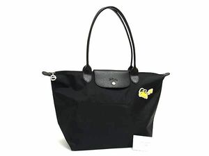 # new goods # unused # LONGCHAMP Long Champ rup rear -ju Pokemon collaboration Pikachu nylon handbag shoulder black group FA0284