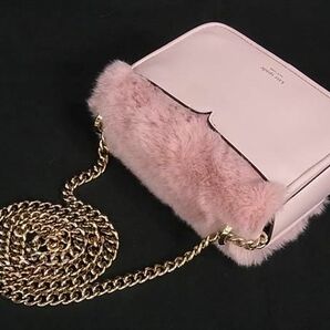 ■新品同様■ kate spade ケイトスペード ニコラ ファー×レザー チェーン ターンロック ショルダーバッグ ピンク系 AV7501の画像5