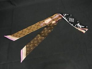 1円 ■美品■ LOUIS VUITTON ルイヴィトン M76676 モノグラム パターン バンドーBB アルティメット リボンスカーフ ノワール AS9747