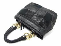 1円 ■美品■ COACH コーチ 12454 シグネチャー レザー×キャンバス パッチワーク ハンドバッグ トート ショルダー ブラック系 AV6013_画像3