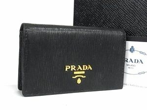 1円 PRADA プラダ 1MC122 レザー カードケース カード入れ 名刺入れ レディース メンズ 紳士 ブラック系 AV8316