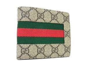 1円 ■美品■ GUCCI グッチ 408826 534563 シェリーライン GG柄 PVC×レザー 二つ折り 財布 ウォレット レディース ブラウン系 AV9797