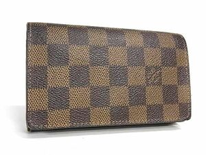 1円 LOUIS VUITTON ルイヴィトン N61736 ダミエ ポルトフォイユ トレゾール 二つ折り 財布 ウォレット ブラウン系 AX4302