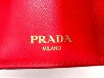 1円 PRADA プラダ レザー 三つ折り 財布 ウォレット 小銭入れ 札入れ レディース ピンク系 AX4659_画像7