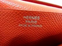 1円 ■美品■ HERMES エルメス ベアン 2PLIS ヴォーエプソン 長財布 ウォレット 札入れ 小銭入れ □J刻印 2006年 オレンジ系 AZ0770_画像7