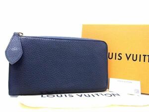 1円 LOUIS VUITTON ルイヴィトン M68582 トリヨンレザー ポルトフォイユ コメット L字ファスナー 長財布 ウォレット ネイビー系 AZ0755