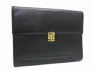 1円 ■美品■ YVESSAINTLAURENT イヴサンローラン ヴィンテージ レザー 鍵付き クラッチバッグ セカンドバッグ ブラック系 FA0039