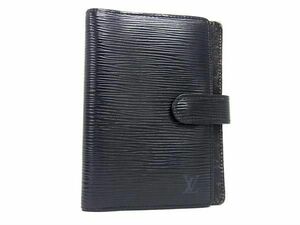 1円 LOUIS VUITTON ルイヴィトン R20052 エピ アジェンダPM 6穴式 手帳カバー スケジュール帳 メンズ レディース ブラック系 AV9632