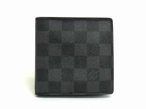 1円 ■美品■ LOUIS VUITTON ヴィトン N62664 ダミエグラフィット ポルトフォイユマルコ 二つ折り 財布 ウォレット ブラック系 AX2348