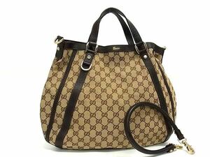 1円 ■極美品■ GUCCI グッチ アビー GG柄 GGキャンバス×レザー 2WAY トート ハンドバッグ ショルダー 肩掛けかばん ブラウン系 AZ0704