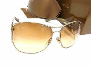 1円 ■美品■ GUCCI グッチ GG 2827/S クレスト サングラス メガネ 眼鏡 レディース メンズ ゴールド系 BJ0414