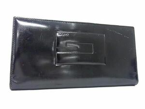 1円 GUCCI グッチ 035 0959 2006 パテントレザー 二つ折り 長財布 ウォレット 札入れ 小銭入れ カード入れ レディース ブラック系 AV9662