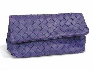 1円 BOTTEGA VENETA ボッテガヴェネタ イントレチャート レザー メイクポーチ マルチケース 小物入れ レディース パープル系 AX4663