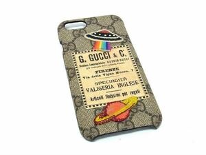 1円 ■美品■ GUCCI グッチ 527262 572353 GG柄 PVC iPhone 7/8/SE(第2世代) 対応 スマホケース アイフォンケース ブラウン系 AS6589