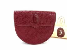 1円 ■美品■ Cartier カルティエ マストライン レザー コインケース コインパース 小銭入れ レディース メンズ ボルドー系 AW1946_画像1