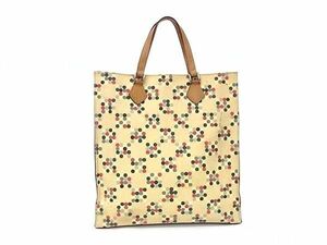 1円 ■美品■ BURBERRY バーバリーブルーレーベル キャンバス×レザー 総柄 トート ハンドバッグ ベージュ系×マルチカラー BI0961