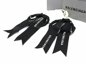 1円 BALENCIAGA バレンシアガ リボン フック ピアス アクセサリー レディース ブラック系 FA0906