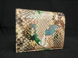 1円 ■美品■ JIMMY CHOO ジミーチュウ レザー 二つ折り 財布 ウォレット レディース マルチカラー AX3794