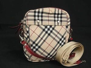 1円 ■美品■ BURBERRY バーバリーブルーレーベル キャンバス クロスボディ 2WAY ショルダーバッグ 肩掛けかばん ベージュ系 FA1866