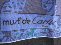 1円 ■美品■ Cartier カルティエ マストライン パンテール ウール×シルク フリンジ スカーフ ストール ショール ブルー系 AQ9830_画像4