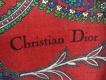 1円 ■極美品■ ChristianDior クリスチャンディオール ペイズリー柄 ストール ショール マフラー レディース メンズ ボルドー系 CD0046_画像4