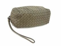 1円 ■美品■ BOTTEGA VENETA ボッテガヴェネタ イントレチャート レザー ポーチ マルチケース 小物入れ レディース グレー系 AV8512_画像2