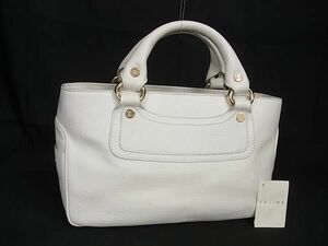 1円 ■美品■ CELINE セリーヌ ブギーバッグ レザー ハンドバッグ トートバッグ レディース ホワイト系 FA1466