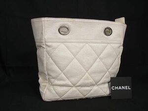 1円 CHANEL シャネル マトラッセ パリビアリッツ コーティングキャンバス ハンドバッグ トートバッグ レディース ホワイト系 CC2321