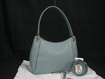 1円 ■美品■ FURLA フルラ レザー 2WAY クロスボディ ショルダーバッグ ハンドバッグ レディース ライトブルー系 FA1616_画像1