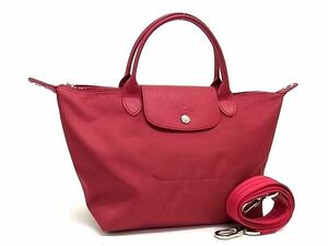 1円 ■極美品■ LONGCHAMP ロンシャン ルプリアージュネオ ナイロン クロスボディ 2WAY ハンドバッグ ショルダー ワインレッド系 FA0308