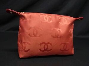 1円 ■極美品■ CHANEL シャネル ココマーク キャンバス メイクポーチ マルチケース 小物入れ レディース レッド系 AV9392