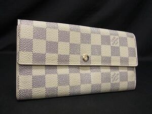 1円 LOUIS VUITTON ルイヴィトン N61735 ダミエアズール ポルトフォイユサラ 二つ折り 長財布 ウォレット 札入れ アイボリー系 AX4318