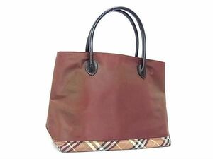 1円 BURBERRY バーバリーブルーレーベル ナイロン×レザー トートバッグ ショルダー 肩掛けかばん レディース ブラウン系 BF6353