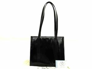 1円 PRADA プラダ B6498 パテントレザー トートバッグ ショルダー 肩掛け レディース ブラック系 FA2055