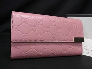 1円 ■極美品■ GUCCI グッチ 291099・2149・ レザー 二つ折り 財布 ウォレット 札入れ 小銭入れ レディース ピンク系 AV9610