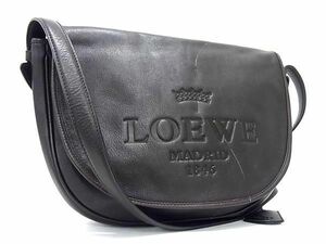 1円 ■美品■ LOEWE ロエベ ヘリテージ レザー クロスボディ ショルダーバッグ 斜め掛け 肩掛け レディース ダークブラウン系 AZ0674