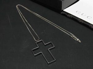 1円 GUCCI グッチ SV925 クロス ネックレス ペンダント アクセサリー レディース メンズ シルバー系 AW3394