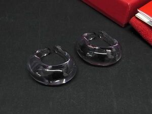 1円 ■新品同様■ Baccarat バカラ クリスタルガラス イヤーカフ イヤリング アクセサリー レディース クリアパープル系 AV9727