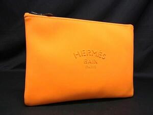 1円 ■美品■ HERMES エルメス トゥルースフラットMM ポリアミド×エラスタン ポーチ マルチケース 小物入れ オレンジ系 AV9896