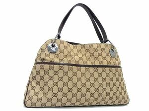 1円 ■美品■ GUCCI グッチ 121023 GGキャンバス ハンドバッグ ショルダー トート 肩掛け レディース ブラウン系 FA1799