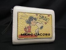 1円 MARC JACOBS マークジェイコブス ピーナッツ スヌーピーコラボ レザー 二つ折り 財布 ウォレット 札入れ アイボリー系 AV9649_画像1