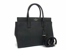 1円 ■極美品■ kate spade ケイトスペード PXRU5931 レザー クロスボディ 2WAY ハンドバッグ ショルダー トート ブラック系 FA1475_画像1