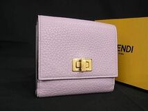 1円 ■美品■ FENDI フェンディ レザー 二つ折り 財布 ウォレット 小銭入れ 札入れ ピンク系 FA2697_画像1